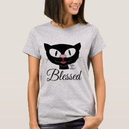 Gezegende Lachende Cartoon Kat Spiritueel T-shirt