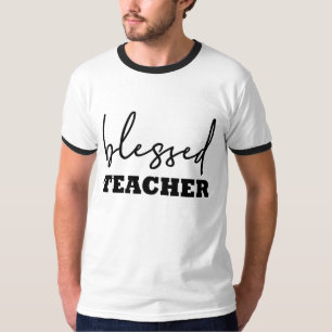 Gezegende leraar typografie t-shirt