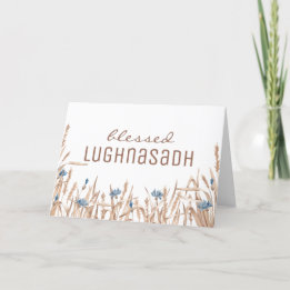 Gezegende Lughnasadh gedroogde bloem veld wiccan Feestdagen Kaart