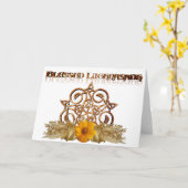 Gezegende Lughnasadh Pagan Sabbat Greeting Kaart (Gele Bloem)