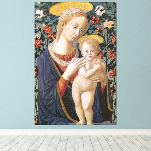Gezegende Maagd Madonna en Kind Jesus Canvas Afdruk (Insitu (Houten vloer))