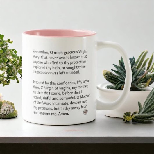 Gezegende Maagd Maria Bloemen Memorare Gebed Tweekleurige Koffiemok