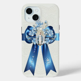 Gezegende Maagd Maria Bloemen Religieuze Bloemen iPhone 15 Case
