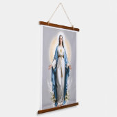 Gezegende Maagd Maria Christelijk Katholiek Hangend Wandkleed (Gebogen)