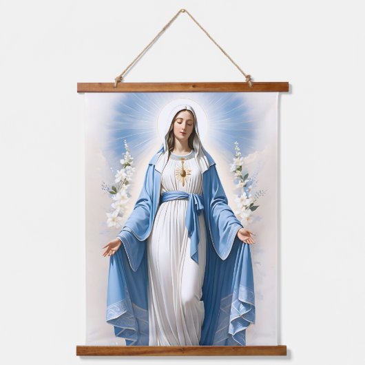 Gezegende Maagd Maria Christelijk Katholiek Hangend Wandkleed (Voorkant)