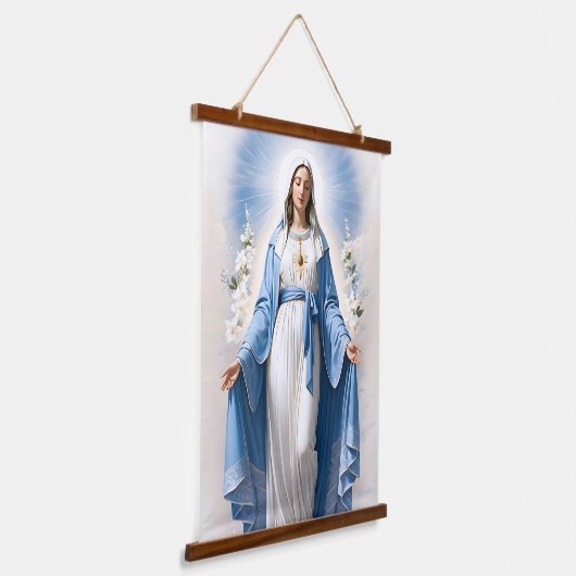 Gezegende Maagd Maria Christelijk Katholiek Hangend Wandkleed (Gebogen)