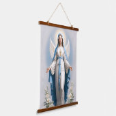 Gezegende Maagd Maria Christelijk Katholiek Hangend Wandkleed (Gebogen)