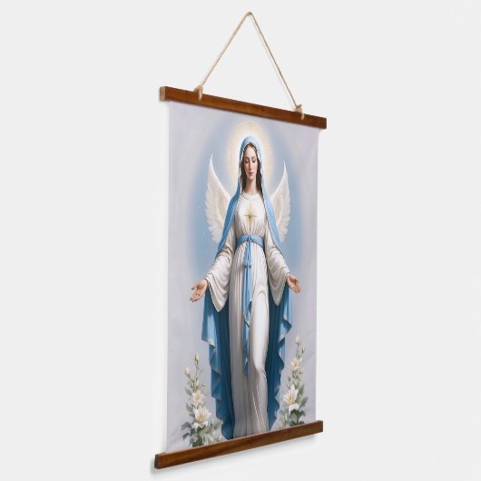 Gezegende Maagd Maria Christelijk Katholiek Hangend Wandkleed (Gebogen)