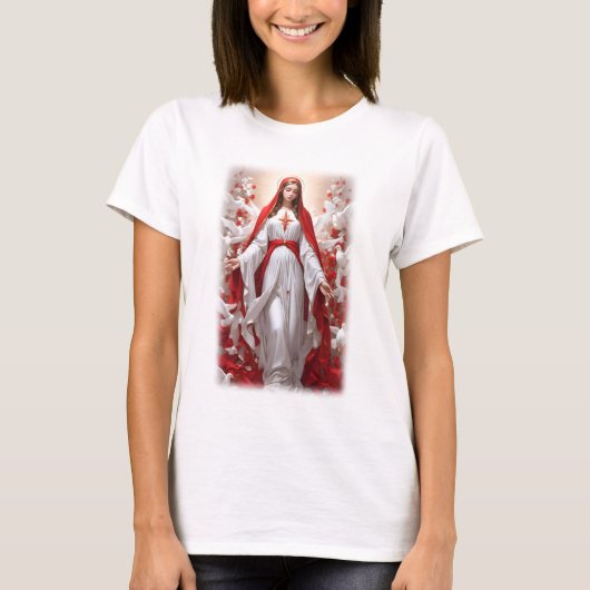 Gezegende Maagd Maria Christelijk Katholiek T-shirt (Voorkant)