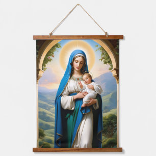 Gezegende Maagd Maria en Baby Jesus Hangend Wandkleed