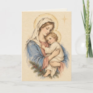 Gezegende Maagd Maria en Christus Kind Feestdagen Kaart
