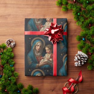 Gezegende Maagd Maria en Jezus Kerstfeest Cadeaupapier