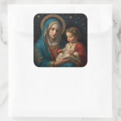 Gezegende Maagd Maria en Jezus Kerstfeest Vierkante Sticker (Tas)