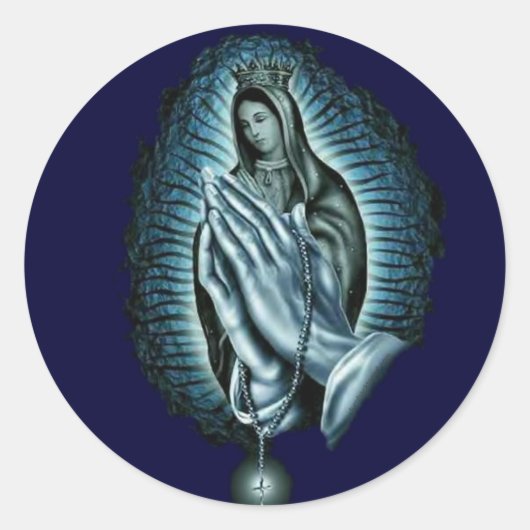 Gezegende Maagd Maria Gebed Rozenkrans Ronde Sticker (Voorkant)