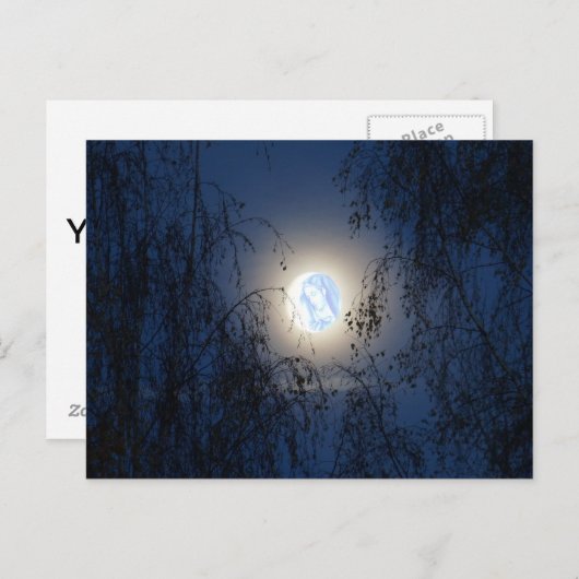 Gezegende Maagd Maria in het Moon Lite Forest Briefkaart (Voorkant / Achterkant)