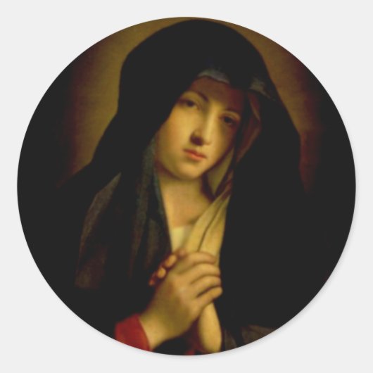 Gezegende Maagd Maria in verdriet Ronde Sticker (Voorkant)
