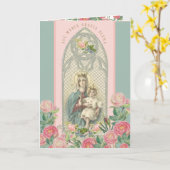 Gezegende Maagd Maria Jesus Katholieke Bloemen Kaart (Gele Bloem)