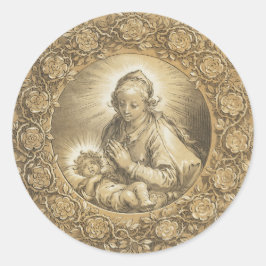 Gezegende Maagd Maria Jesus Kerst Vintage Ronde Sticker