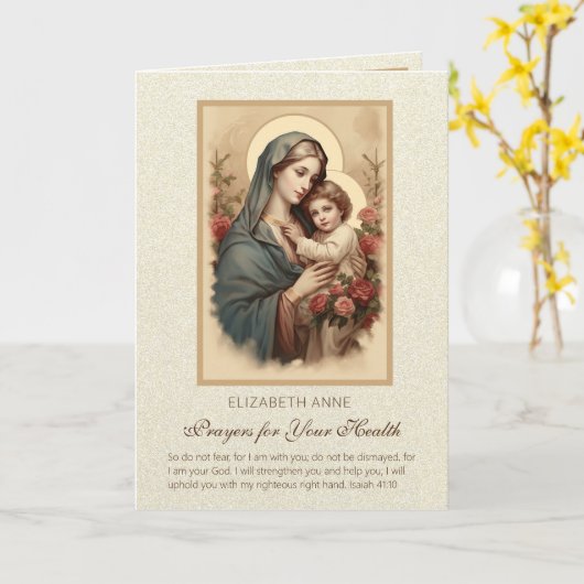 Gezegende Maagd Maria Jezus Bloemen Gezondheidsgeb Kaart (Gele Bloem)