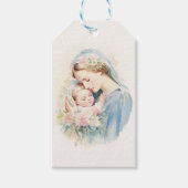 Gezegende Maagd Maria Jezus Bloemen Religieus Cadeaulabel (Voorkant)