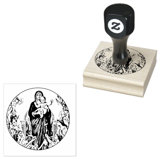 Gezegende Maagd Maria Jezus Engelen Rubberstempel (Gestempeld)