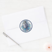 Gezegende Maagd Maria Jezus Katholiek Blauw Bloeme Ronde Sticker (Envelop)