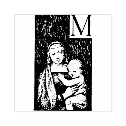 Gezegende Maagd Maria Jezus Religieus Rubberstempel (Afrduk)