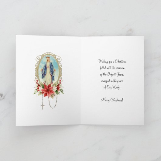 Gezegende Maagd Maria Katholieke Kerst Religieus Feestdagen Kaart (Binnen)