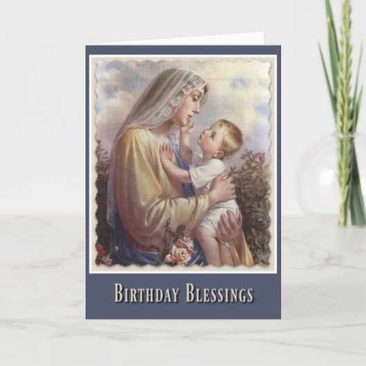 Gezegende Maagd Maria Kind Jezus Rozen Kaart (Voorkant)