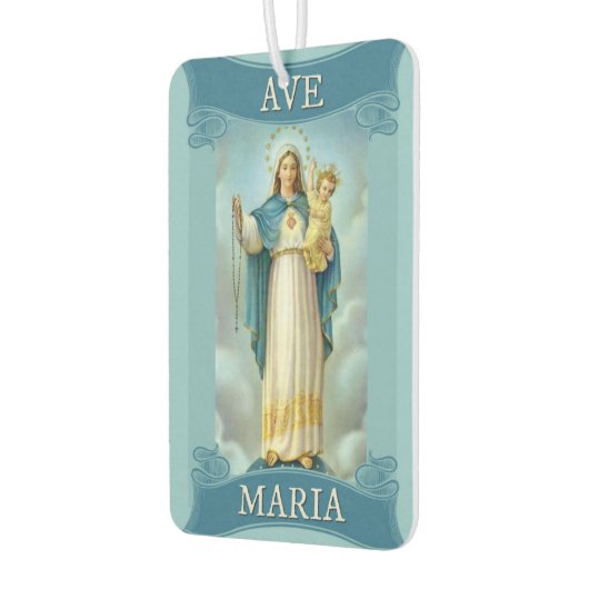 Gezegende Maagd Maria met Baby Kind Jezus Rozenkra Luchtverfrisser (Links)