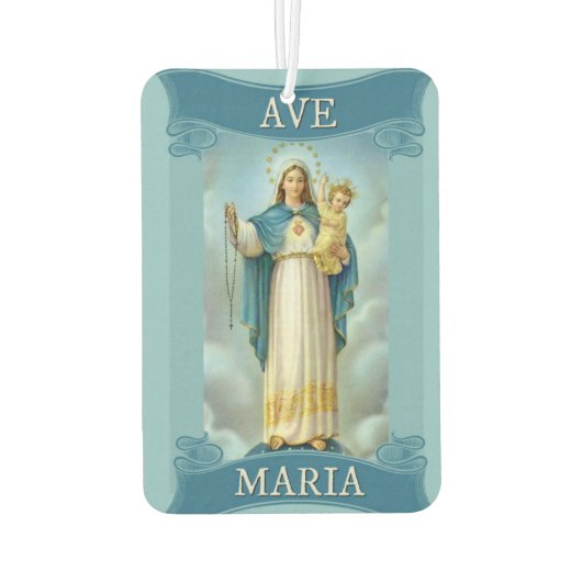 Gezegende Maagd Maria met Baby Kind Jezus Rozenkra Luchtverfrisser (Achterkant)