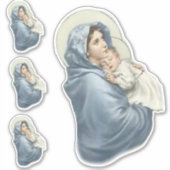 Gezegende Maagd Maria met Jezus Religieus Vinyl Sticker (Voorkant)
