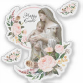 Gezegende Maagd Maria met Jezus Religieuze Bloemen Sticker (Voorkant)