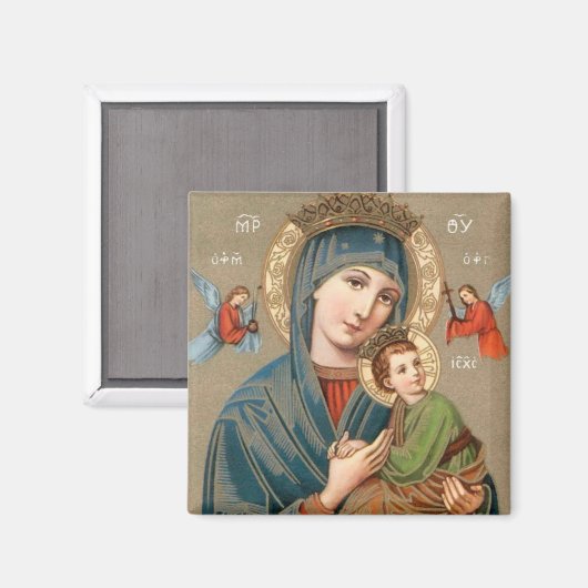 Gezegende Maagd Maria met Kind Jezus Icon Magnet (Voorkant / Achterkant)