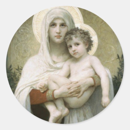 Gezegende Maagd Maria met Kind Jezus Ronde Sticker (Voorkant)