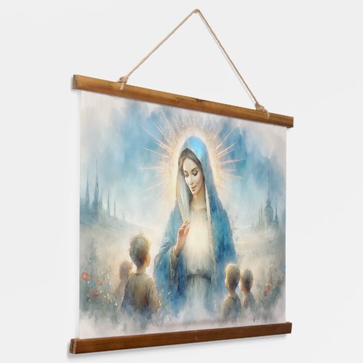 Gezegende Maagd Maria met Kinderen Hangend Wandkleed (Gebogen)