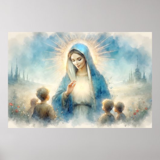 Gezegende Maagd Maria met Kinderen Poster (Voorkant)