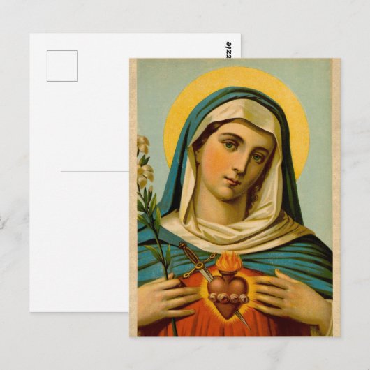 Gezegende Maagd Maria Portret Katholiek Briefkaart (Voorkant / Achterkant)