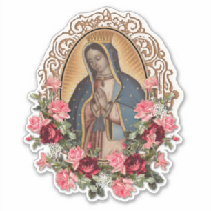 Gezegende Maagd Maria Religieuze Guadalupe Rozen Sticker