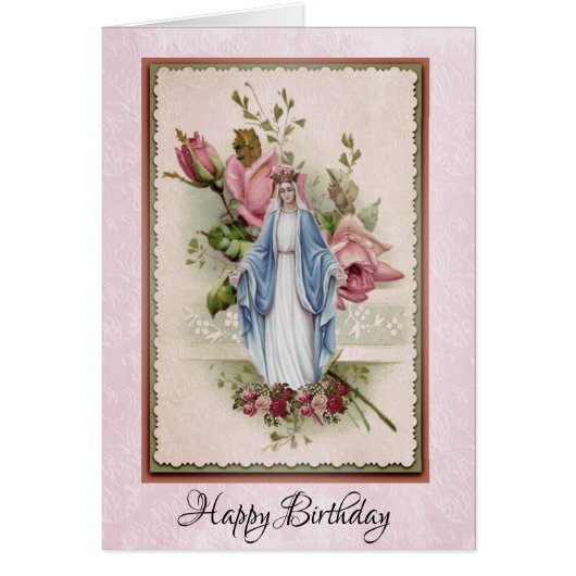 Gezegende Maagd Maria Roze Rozen Katholiek (Voorkant)