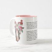 Gezegende Maagd Maria Rozen Memorare Prayer Tweekleurige Koffiemok (Voorkant links)
