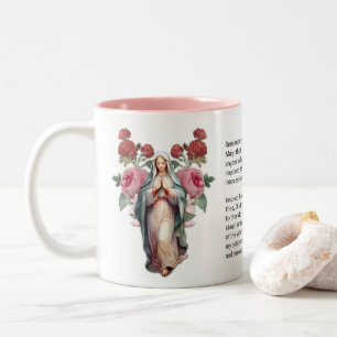 Gezegende Maagd Maria Rozen Memorare Prayer Tweekleurige Koffiemok