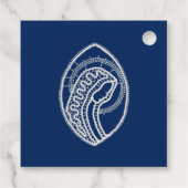 Gezegende Maagd Maria, witte kant, marineblauw Bedankjes Labels (Achterkant)