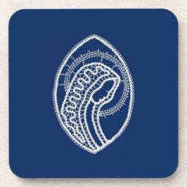 Gezegende Maagd Maria, witte kant, marineblauw Bier Onderzetter