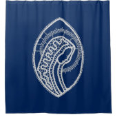 Gezegende Maagd Maria, witte kant, marineblauw Douchegordijn (Voorkant)