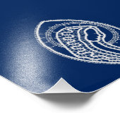 Gezegende Maagd Maria, witte kant, marineblauw Foto Afdruk (Hoek)