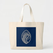Gezegende Maagd Maria, witte kant, marineblauw Grote Tote Bag (Voorkant)