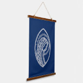 Gezegende Maagd Maria, witte kant, marineblauw Hangend Wandkleed (Gebogen)