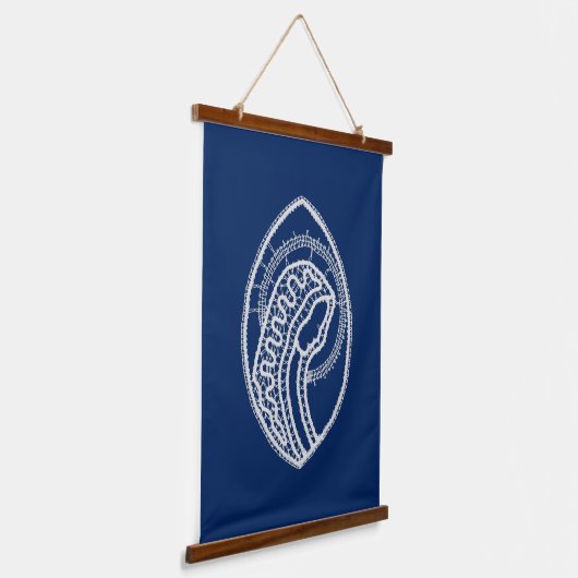 Gezegende Maagd Maria, witte kant, marineblauw Hangend Wandkleed (Gebogen)