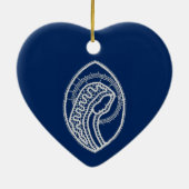 Gezegende Maagd Maria, witte kant, marineblauw Keramisch Ornament (Achterkant)